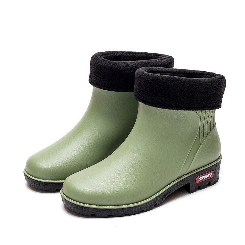 Women's Waterproof Warm Velvet Rain Boots - Stylish, Non-Slip, Wear-Resistant Rubber Shoes