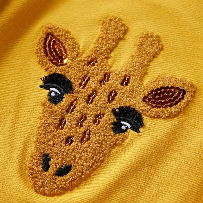 T-shirt enfants à manches longues ocre foncé 92/104/116/128/140