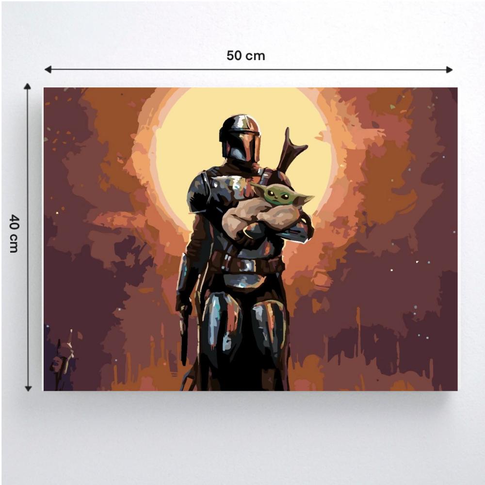 Malowanie Po Numerach Obrazy Do Malowania -Mandalorian Z Baby Yodą 50X40 Cm