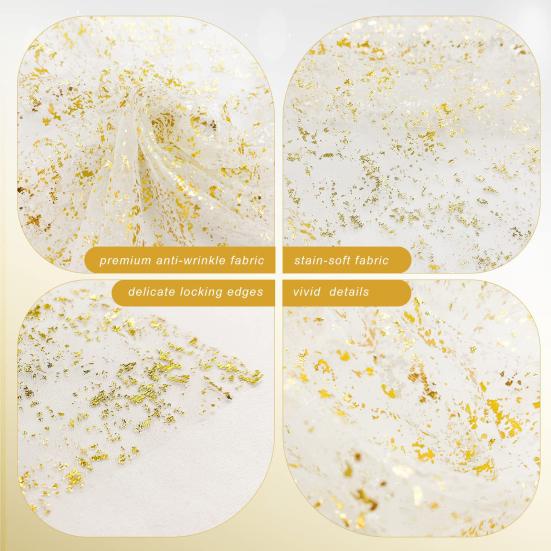 Wedding Party Table Runner Glittering Golden Sequin See-through Tulle Bohemian Style Pleated Stain-Proof Reusable Table Protection Decoration Prom