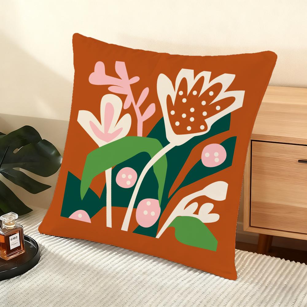 Fashion Flower Cushion Cover Soft Short Plush Pillow Cover Smooth Cozy Texture Aesthetic Cushion Case Home Decor
