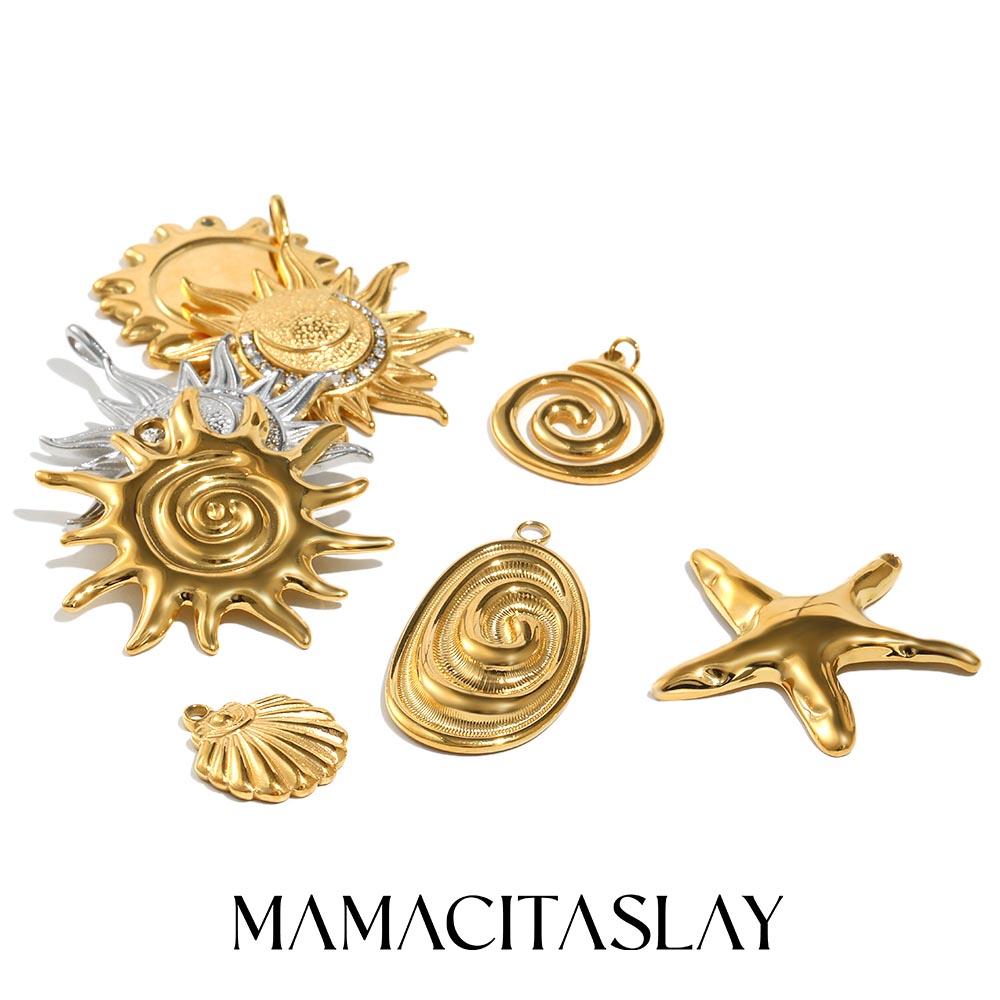 MamacitaSlay 316L Stainless Steel Threaded Sun Starfish Charms Earrings Necklace Bracelet DIY Pendant Waterproof Jewelry Gifts