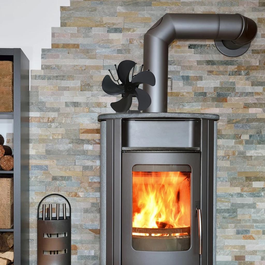 Ht Powered 6-Blade Stove Fan with Auto Start at 50C 122F for Wood Gas with Anodized Aluminum Blades, No Battery Required