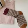 Ladies Spring and Autumn New Classic Color Matching Stripes Boneless Tube Socks