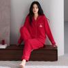 Rotes Paar Pyjama Set: Viskose Baumwolle, Lange Ärmel & Hose, Festliche Homewear für Frühling und Herbst