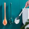 Silicone Toilet Brush Set with Long Handle & Soft Bristles - Wall-Mounted, No Dead Angles