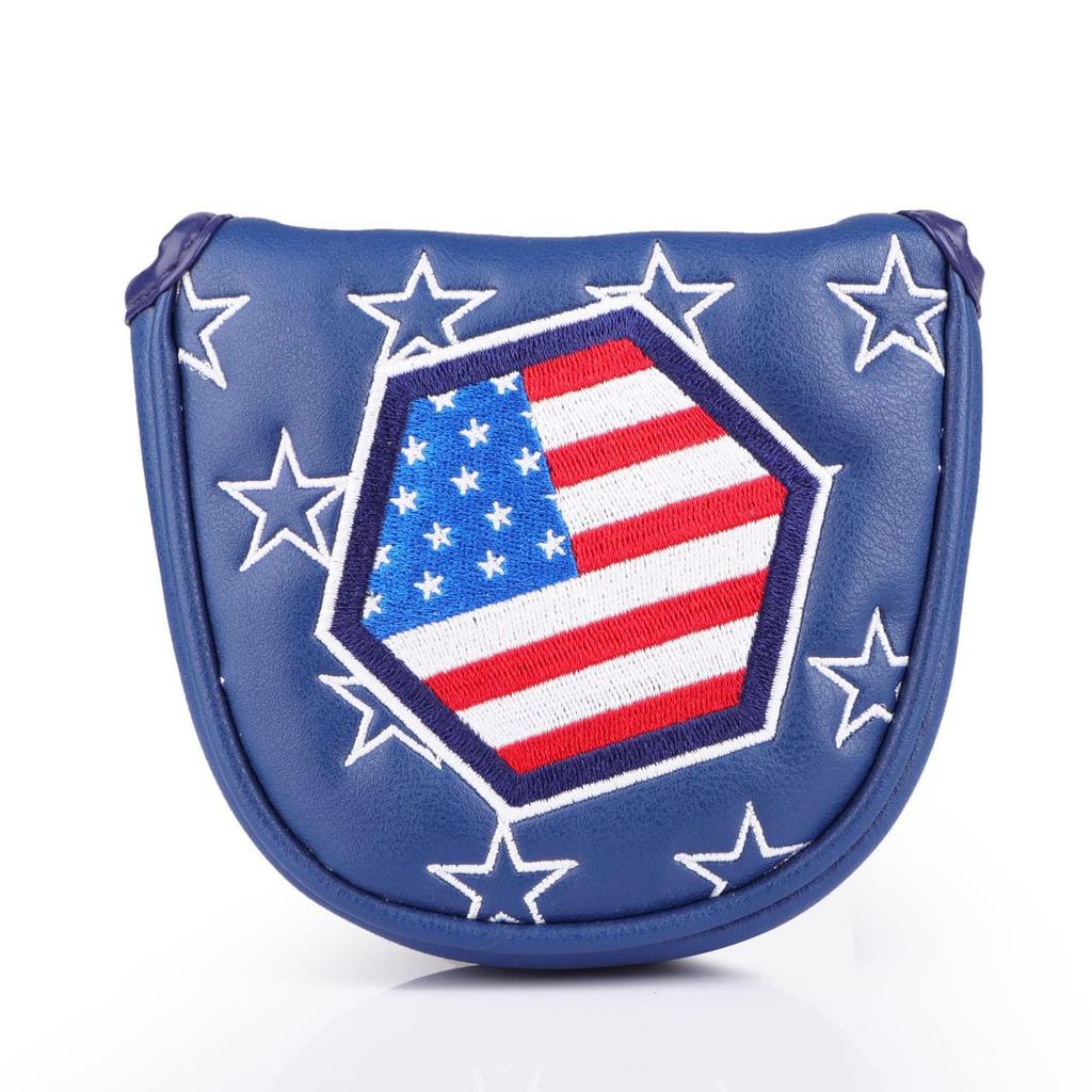 Husă pentru putter compatibilă cu Odyssey 2 Ball pentru ciocan de golf tip magnetic, compatibilă cu Scotty Cameron Odyssey pentru tip pin, USA Star Blue