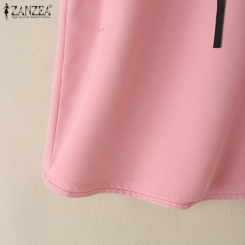 ZANZEA Women Summer O-neck Ruffles Sleeve Casual Blouse