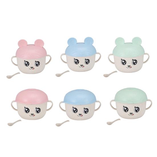 2 buc/set 450 ML bol de hrănire Suport pentru telefon inteligent Design Anti-cădere Material de calitate alimentară Bol cu ​​paie pentru mese pentru grădiniță