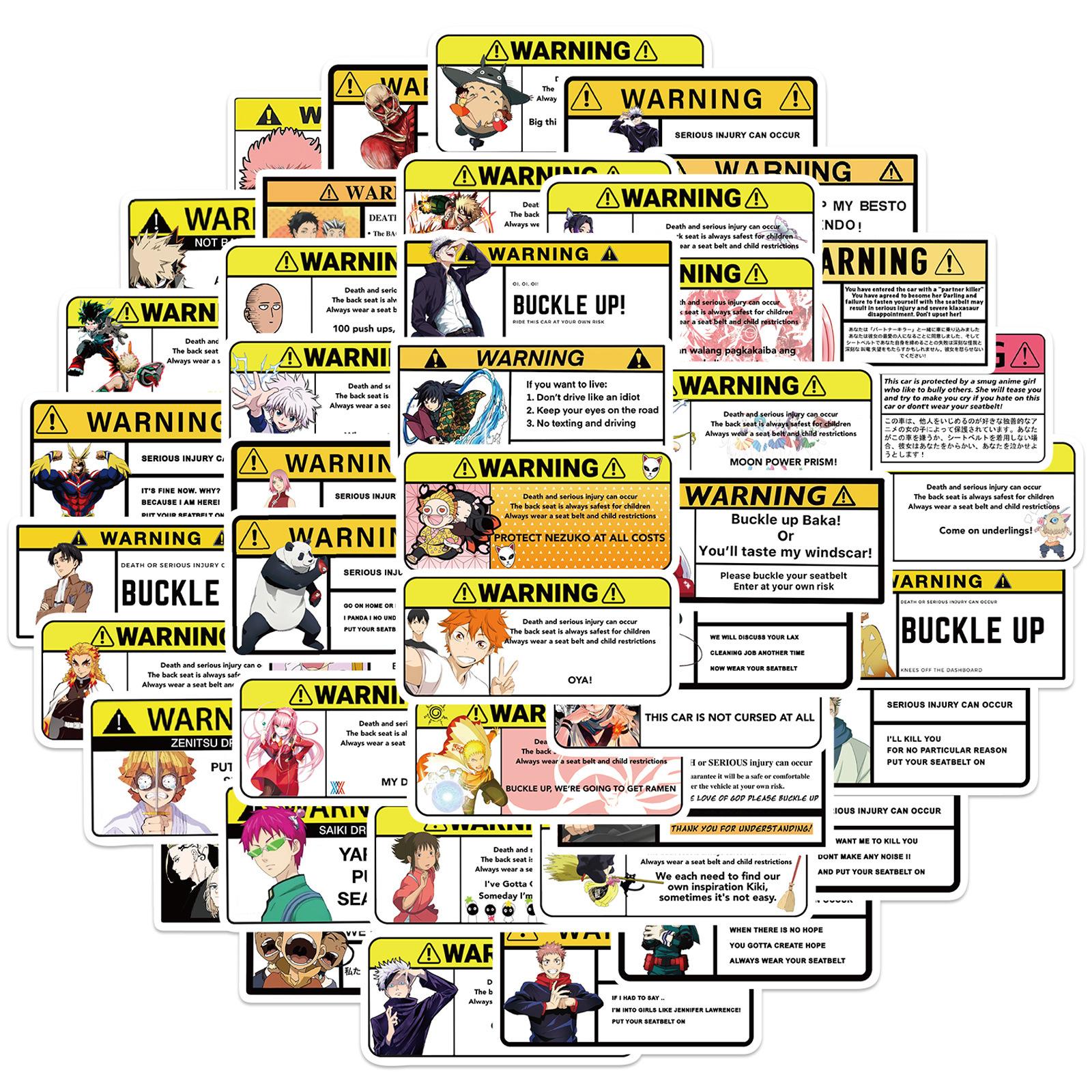 

50 Мультяшных Наклеек Предупреждающих Знаков Персонализированные Декоративные Наклейки для Чемодана Ноутбука Водонепроницаемые Съемные Наклейки