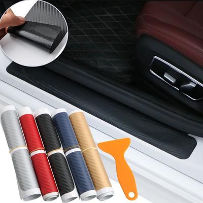 90cm Carbon Fibre Car Threshold Protection Sticker Door Sill Scratch Plate Trunk Bumper Scratch Strip Universal Auto Accessories