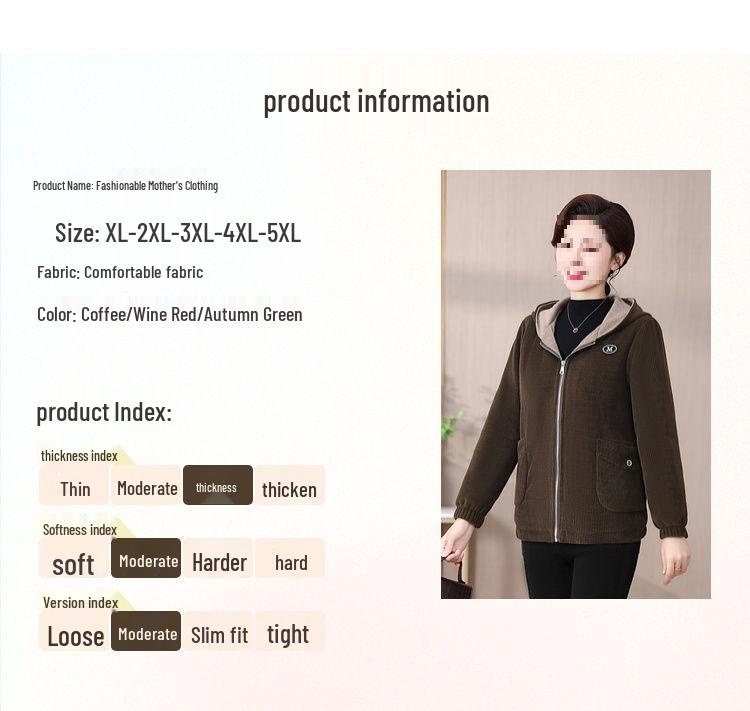 Stylish Women's Winter Corduroy Jacket - 2024 New Cozy Coat for Middle-Aged and Elderly Mothers