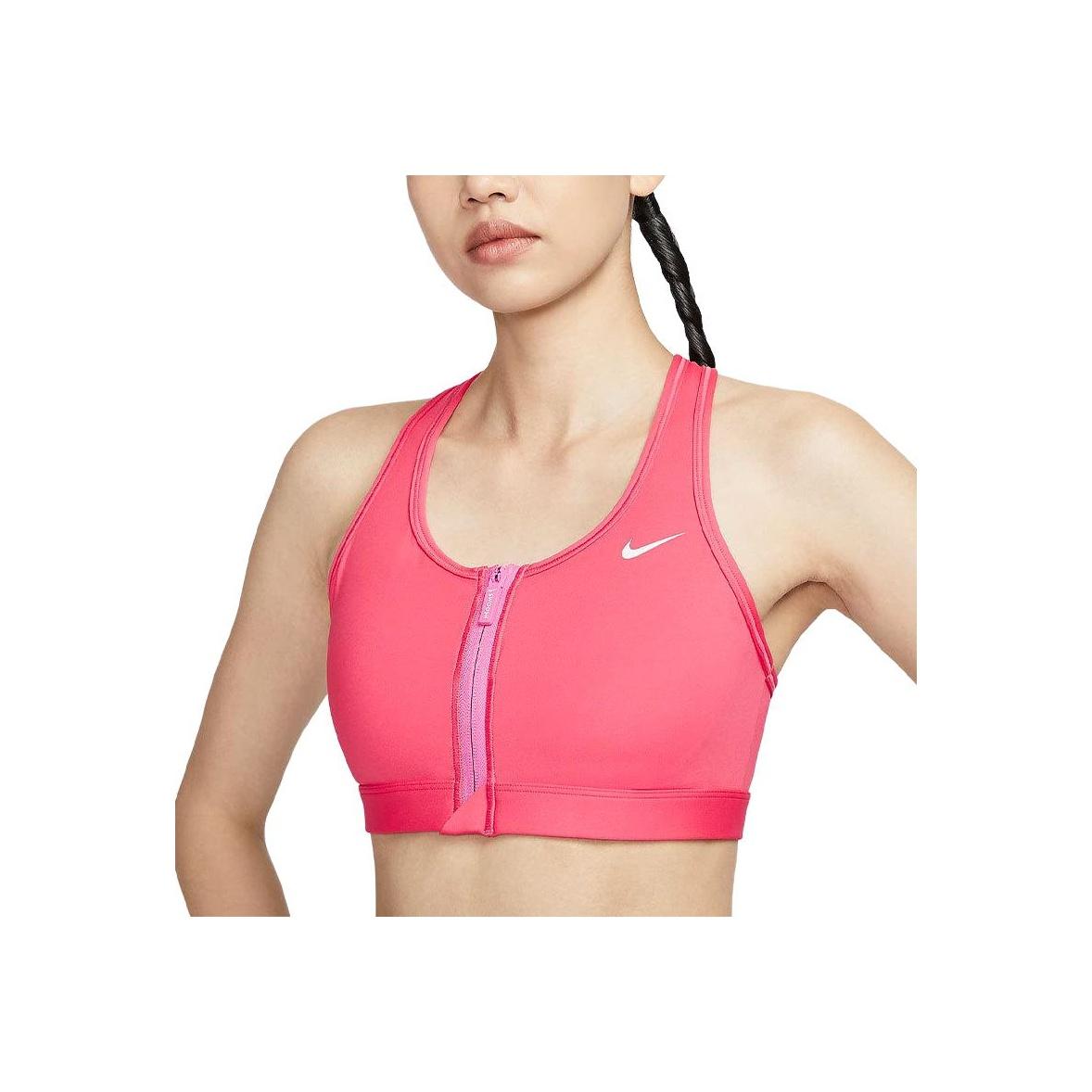 

Nike Swoosh Solid Medium Support Breathable Quick-Dry Padded Front Zip Easy-On Sports Bra Women Sports Bra Purple Light-Purple White FN2732629 S