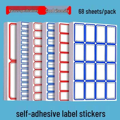 Self-Adhesive Label Paper - 68 Sheets for Handwritten Name and Classification Stickers