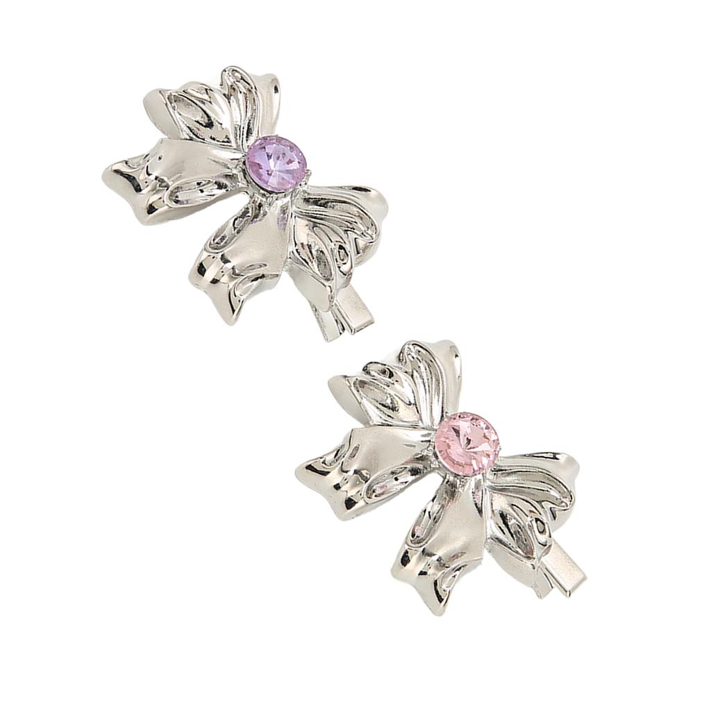 2 Stück Schleife Haarnadel Metall Wellen Silber Haarschleife Haarspange Zentraler Schmuck Niedliche Haarnadel
