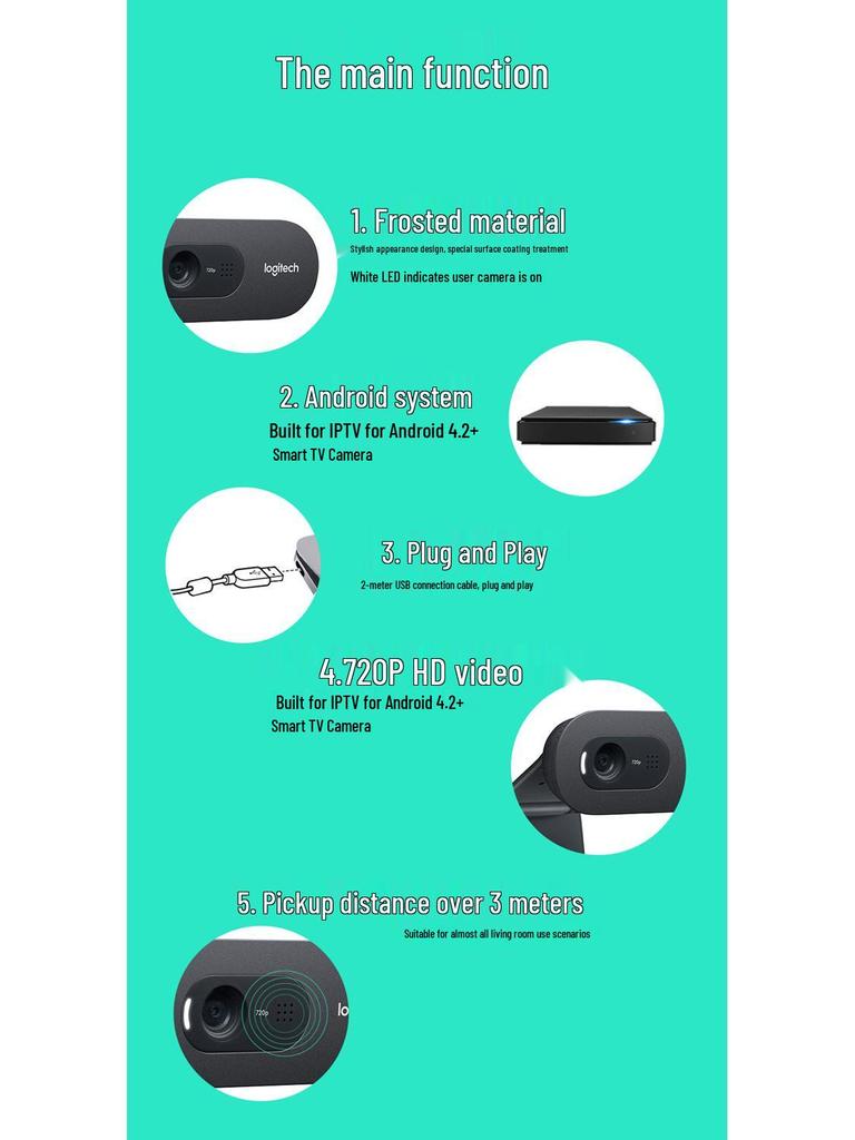 Logitech C270i HD Webcam for Online Classes and Remote Training