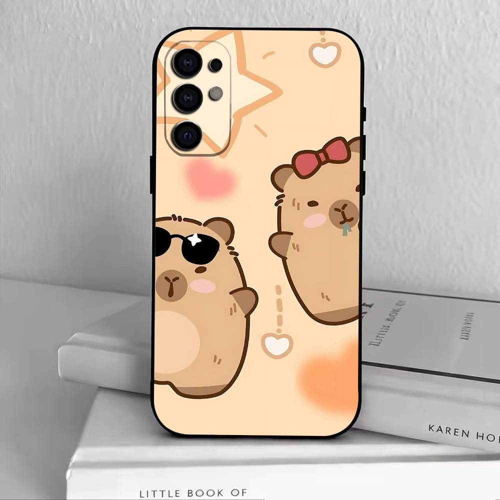 Roztomilý K-Kawaii Kapybara   Pouzdro na telefon Černý silikon Měkké Pro Samsung S25,S24,S21,S22,S23,S30,Ultra,S20,Plus,Fe,Lite