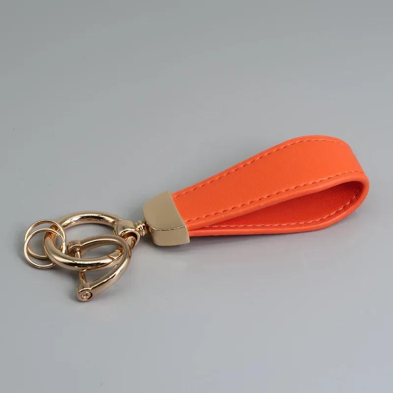 Custom LOGO Vintage PU Leather Keychain Laser Engrave Metal Car Keyring Personalize Texts Key Chains for Men and Women Gift