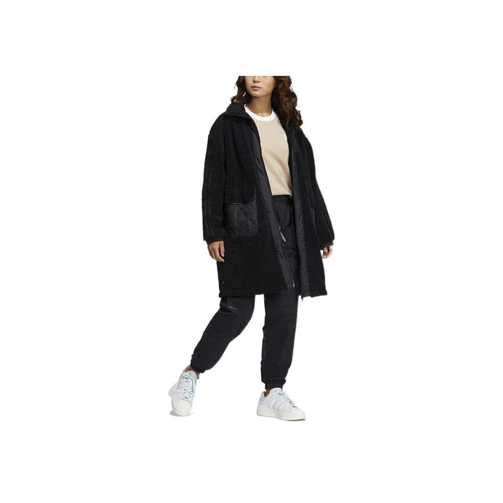 Adidas Originals Design Patchwork Logo de Marcă Brodat Jachetă Lungă Jachetă Femei Negru HR3458