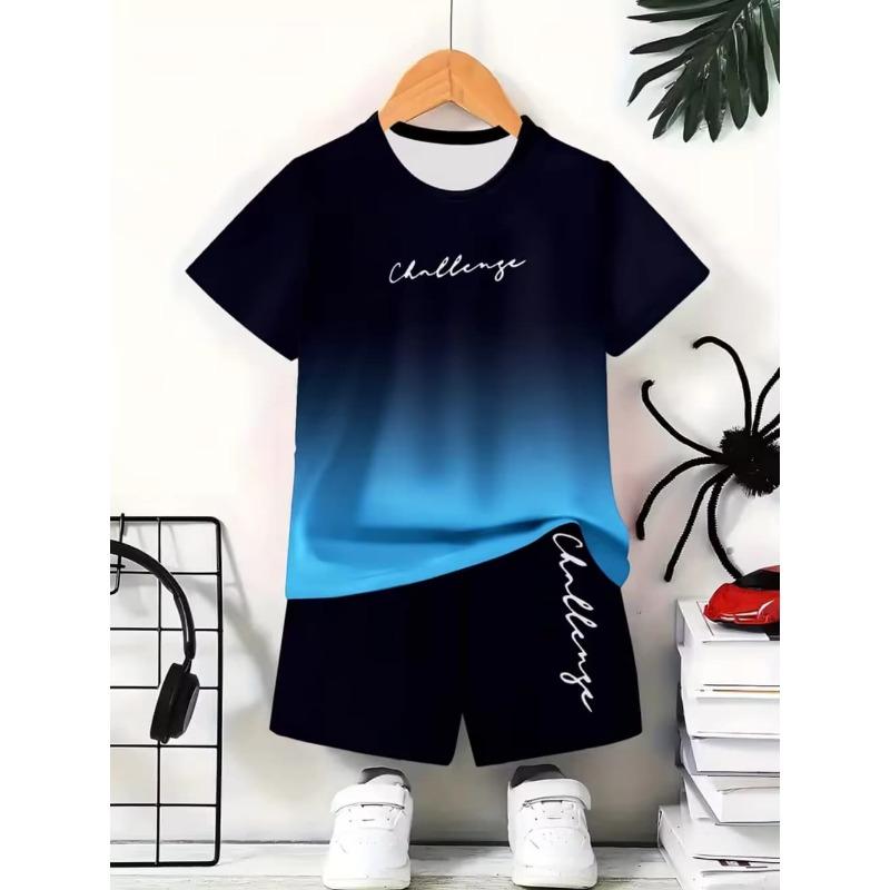 2PCS Summer Children s Sports Casual Clothing Comfortable Breathable Short Sleeves Shorts Sporty Style Retro Round Neck Kid Suit 100