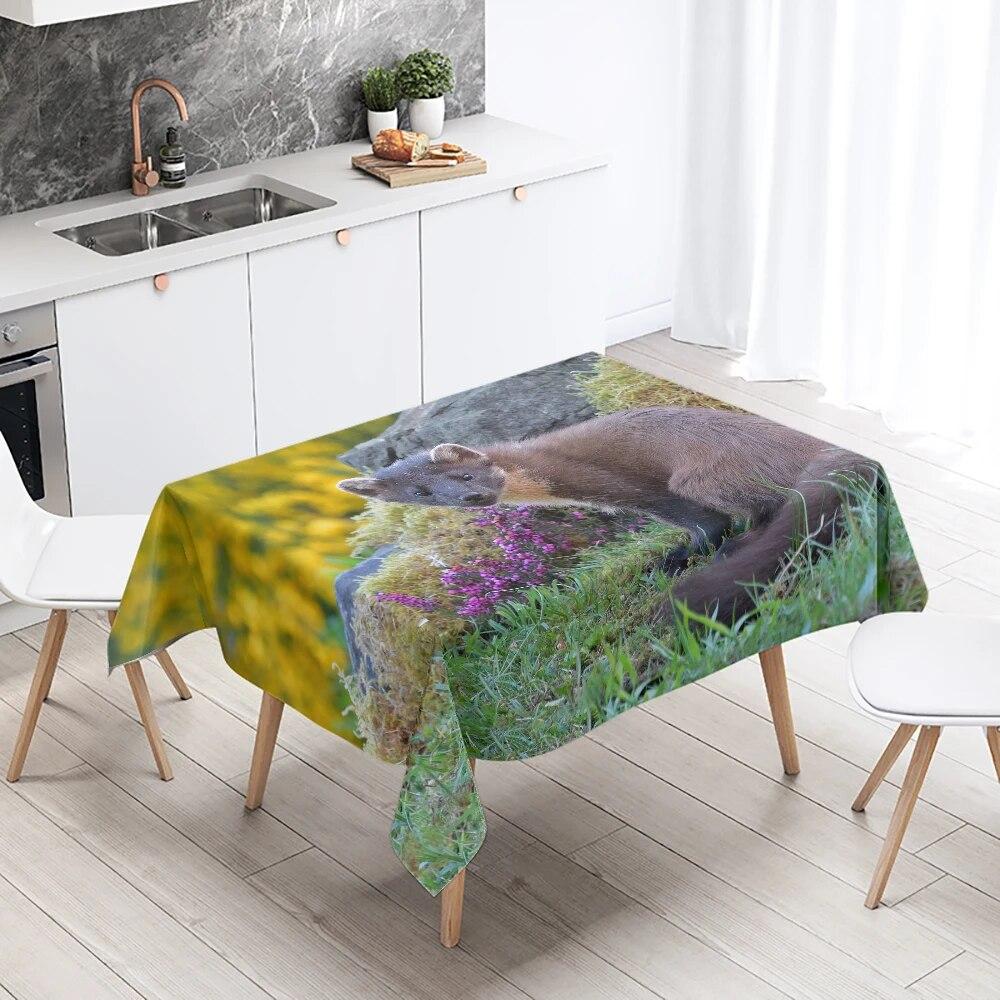 Cute Mink Animal Tablecloth Party Restaurant Table Decoration Waterproof Rectangular  Kitchen New Home