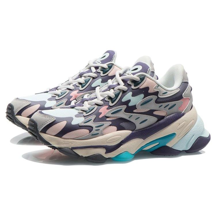 Li Ning CF Color Block Sports Shock Absorption Rebound Low Top Lifestyle Casual Shoes Women Casual Shoes Purple Gray AGLR166-3