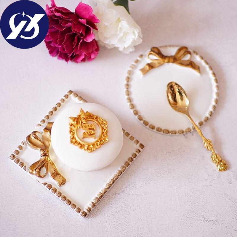 Resin Mini Cake Tray Bowknot Cake Holder Dessert Dish Plate Wedding Party Birthday Dessert Table Decoration