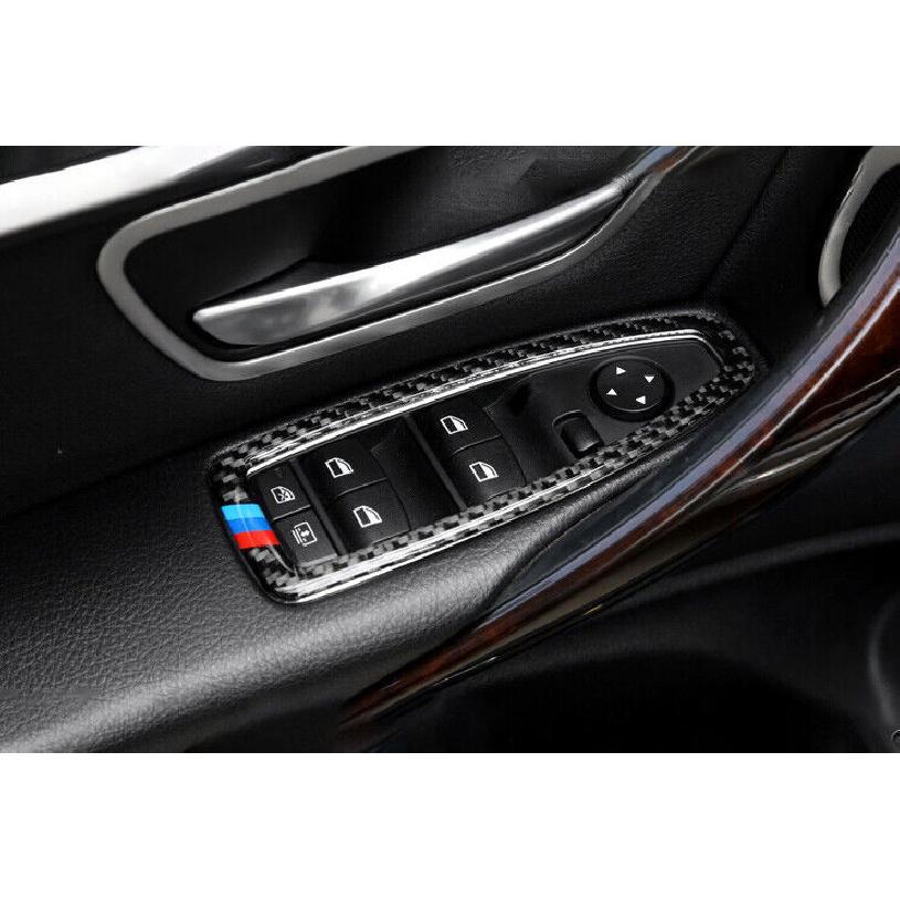 Door Window Lift Switch Trim For 2013- BMW 3 4 Series GT Real Carbon Fiber
