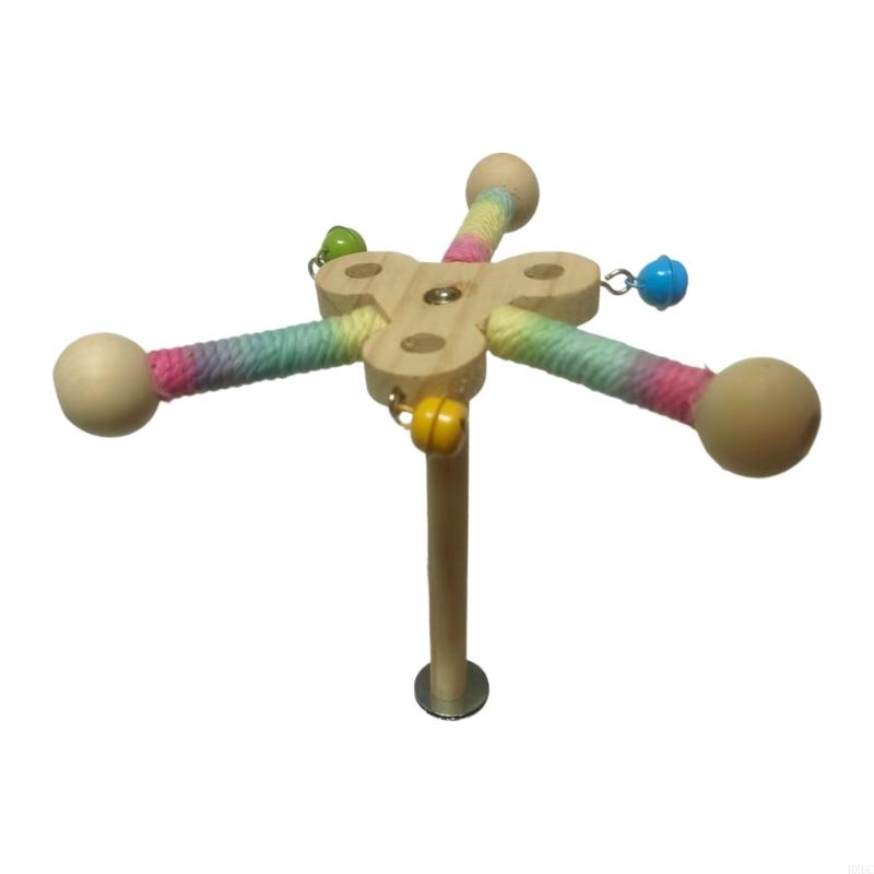 Rotating Bird Perch Toy For Small Parrots Exercise Stand Natural Windmill Chewable Decors Promotes Dental Health HX6C