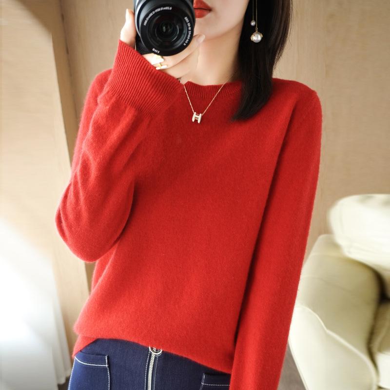 

Женский нижний свитер, тонкий пуловер с круглым вырезом, вязаный кашемировый топ с длинными рукавами XXL