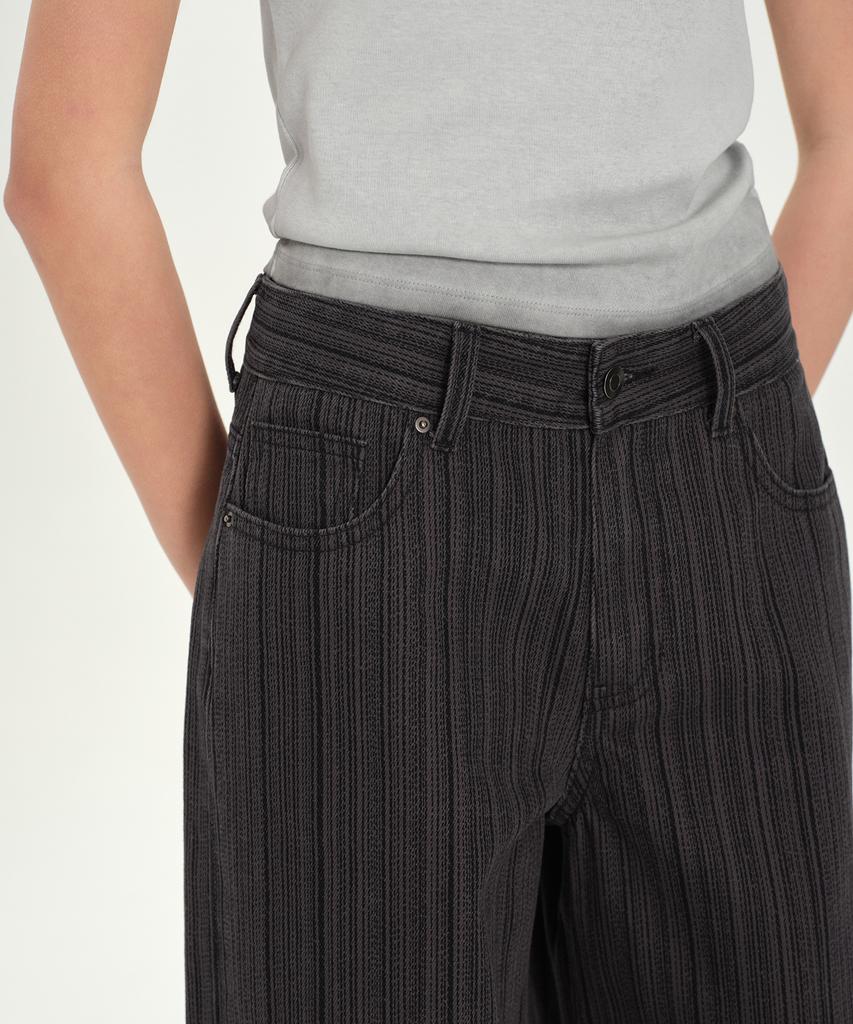 MUSINSA STANDARD WOMAN Women'S Vertical Stripe Wide Pants [Dark Gray]