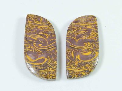 16X35X04 MM Naturalny Jaspis Mariam Para Dobrana Fantazyjny Kamień Kaboszonowy 57Cts SK-3405