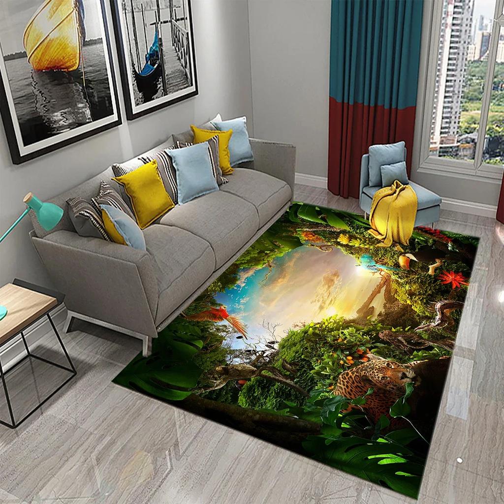 3D Lovely Forest Wildlife Carpet for Kitchen Floor Mat Bedroom Living Room Long Bedside Area Rug Hallway Carpet Entrance Doormat