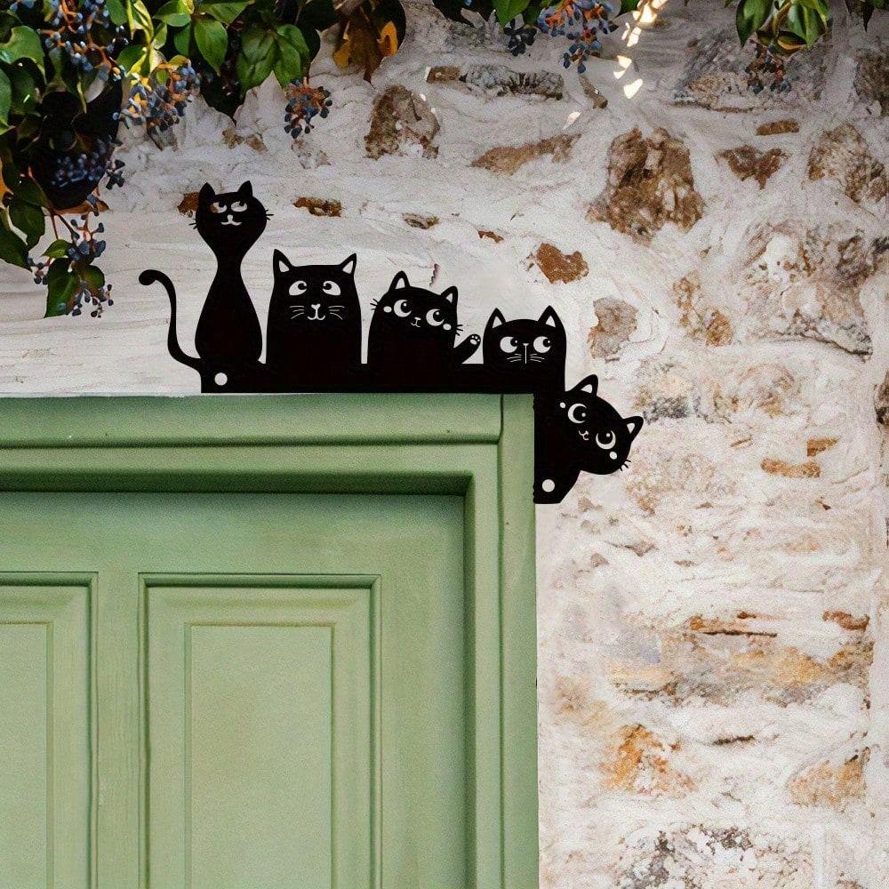 Sylwetka Kota Dekoracja Narożnika Drzwi Kreatywna Dwuwymiarowa Sztuka Ścienna Domowa Ozdoba Wisząca