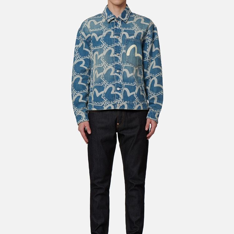 Evisu Full Print Seagull Denim Jacket Men Jackets Denim-Blue 2EAHTM2DJ722LFCT