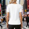 Women's Short Sleeve Tops V Neck Lace Trim Ribbed Fitted Tight Casual Basic Tee