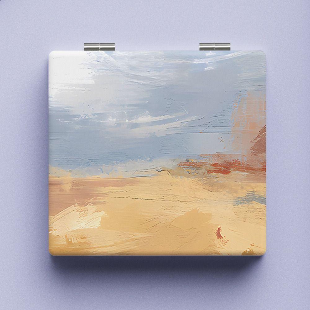Abstract Oil Painting Style Pattern Folding Makeup Mirror Double-Sided Cute Small Mirror  Makeup