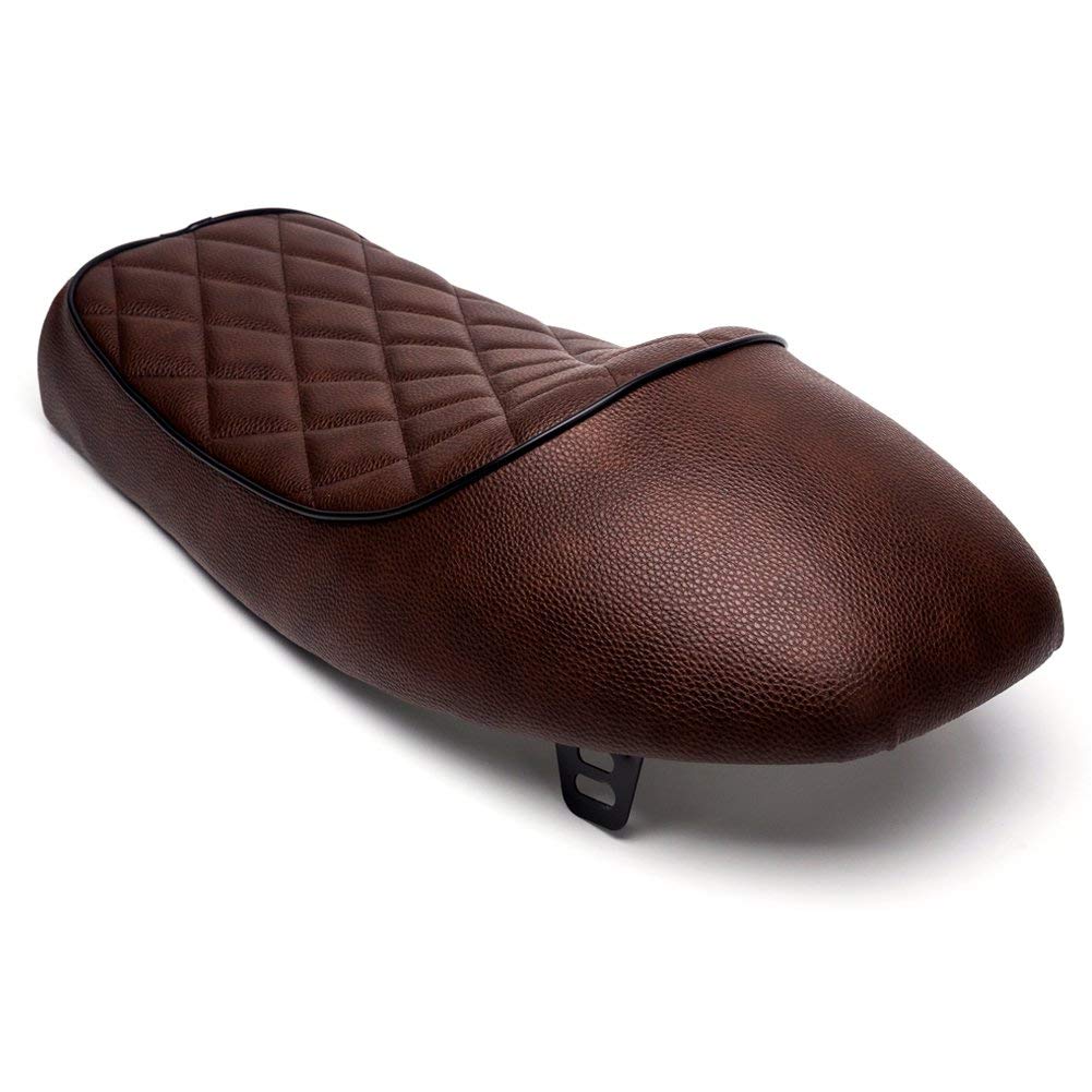 Karun Vintage Retro Cafe Racer Seat for CB, CL, SR, XJ, GS, and KZ (Diamond Hump, Brown)