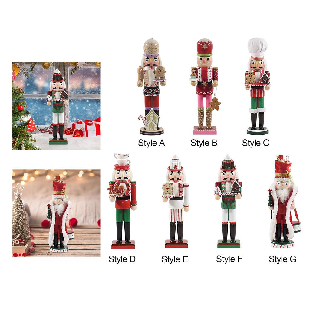 Nutcracker Figure Doll Wooden Nutcracker for Desktop Fireplace Decoration