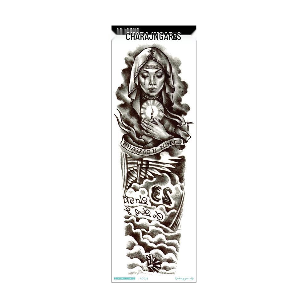 Ruikalong Unisex Waterproof Full Arm Floral Tattoo Stickers - Large Pattern 480*160mm