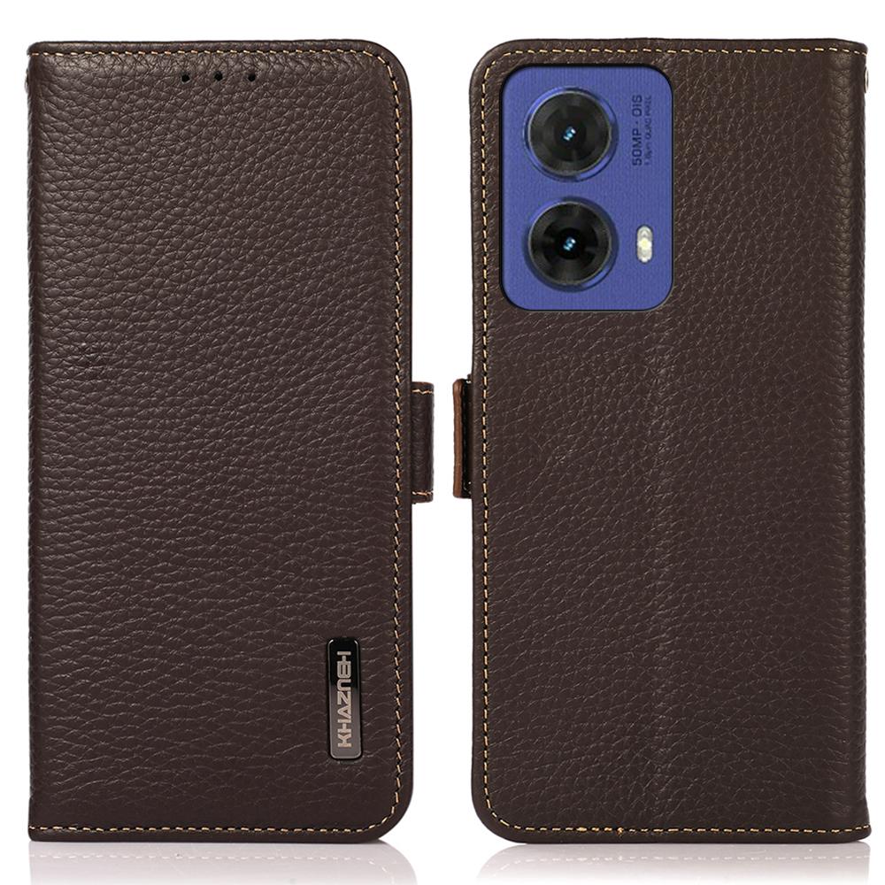 For Motorola Moto G85 5G/S50 Neo 5G Case Genuine Cow Leather Phone Cover RFID Blocking