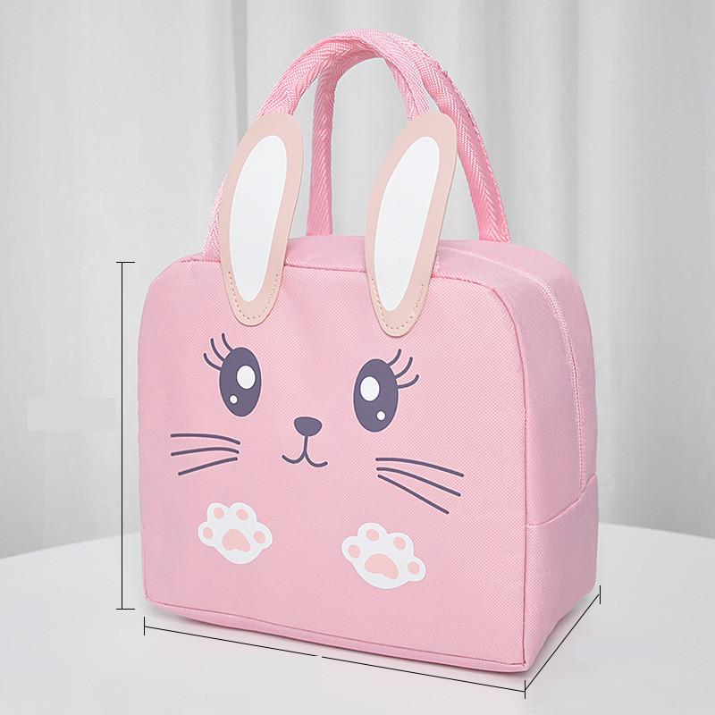

Cartoon Oxford Fabric Insulated Bag Portable Takeout Thermal Bag Student Lunch Box Bag Oil-resistant Aluminum Foil Bento Bag Large Capacity Bento Bag рожевий