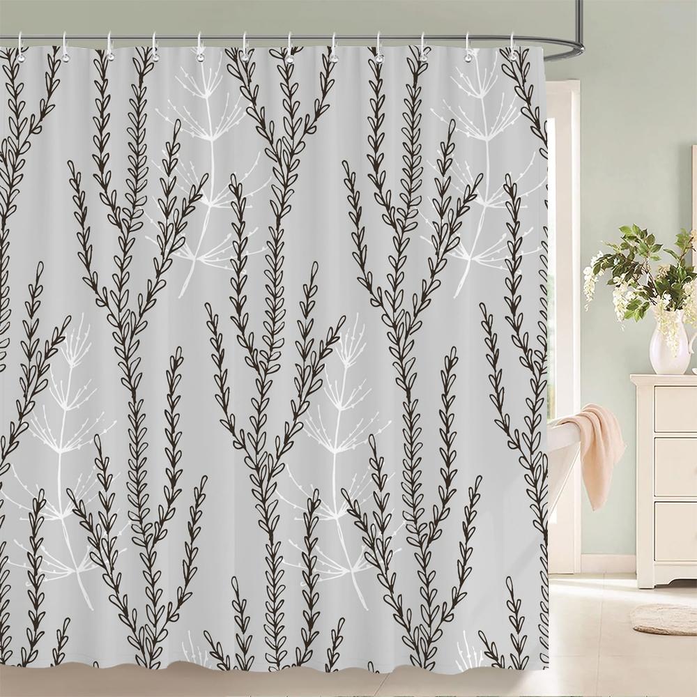 Modern Tree Shower Curtain, Forest and Tree Leaves Bathroom Decorative Shower Curtain, Waterproof Shower Curtain with Hooks