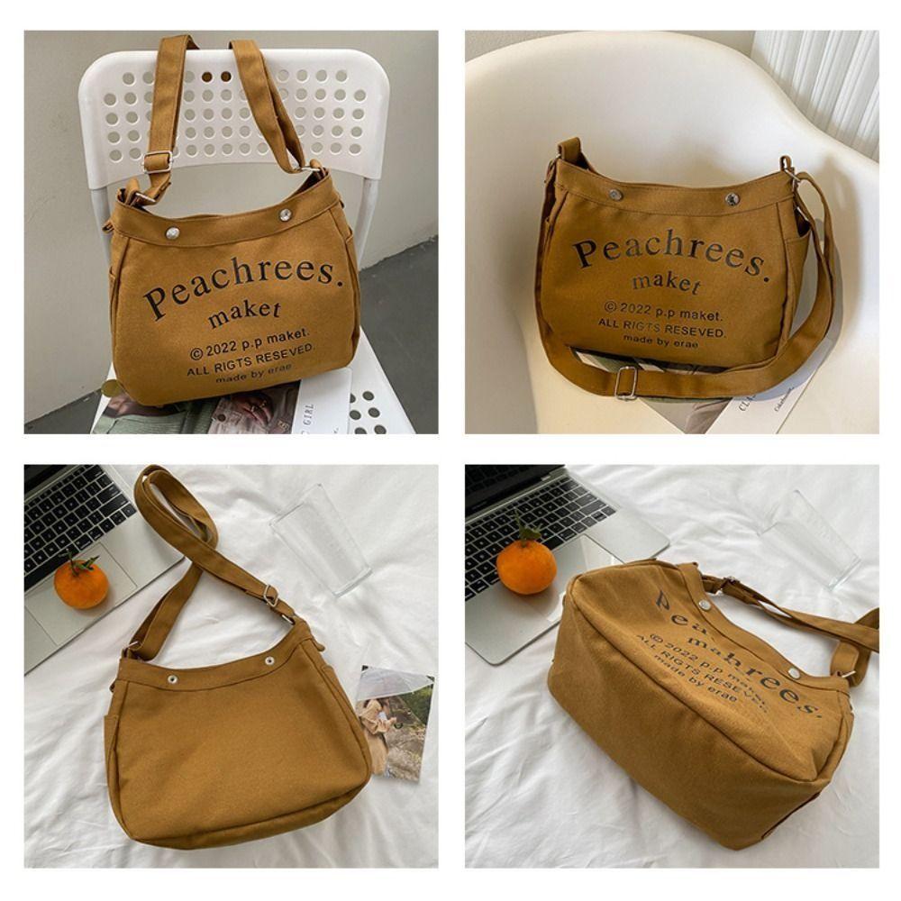 Large Capacity Letter Canvas Underarm Bag Korean Style Simple Handbag  Outdoor