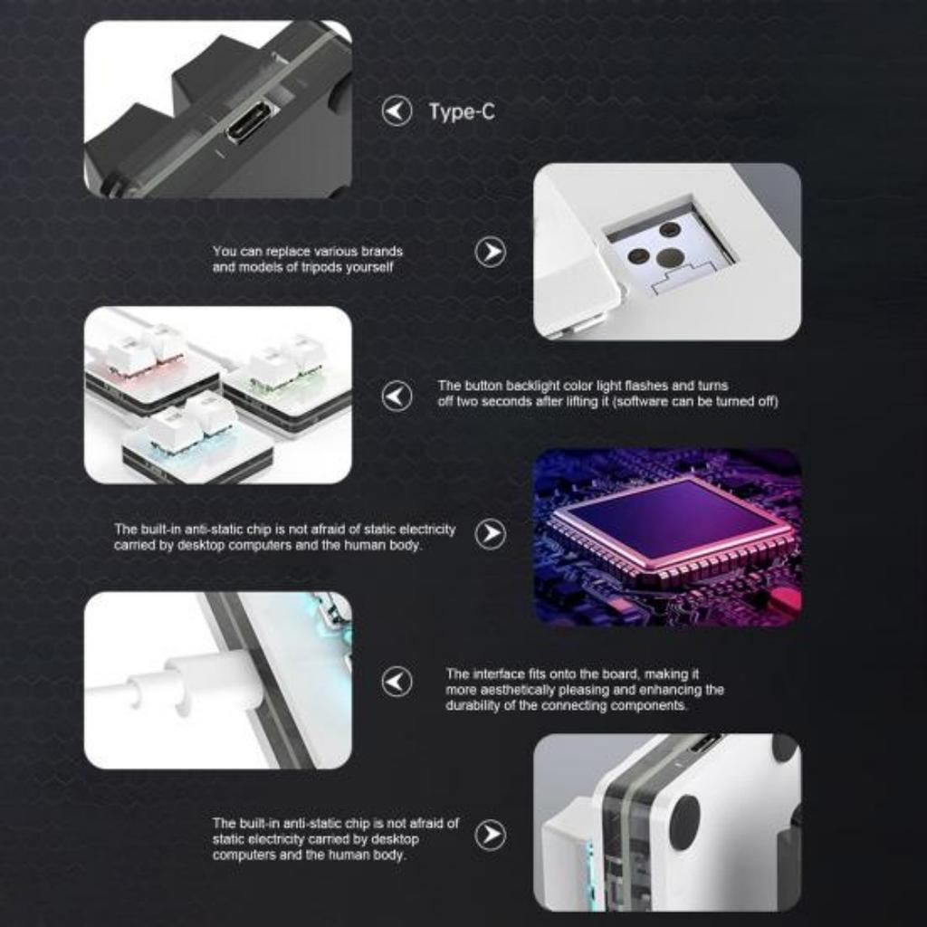 Klawiatura Kopiuj Wklej 2 Klawisze Mini Kopiuj Wklej Programowalny Skrót Biała Klawiatura USB - Jednoręczny Konfigurowalny Pad Makro do Pracy i Grania