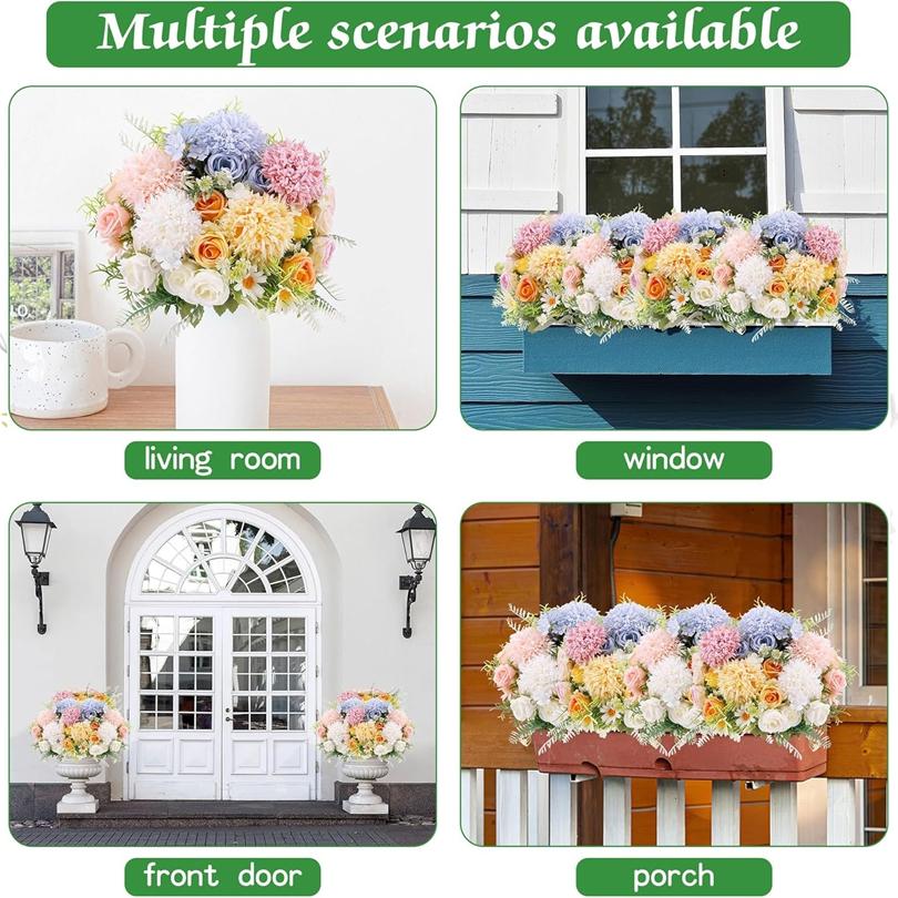 1/3PCS Artificial Flowers Wedding Home Room Decoration Bridal Bouquet Garden Fake Silk Roses Hydrangeas Vase Diy Gift Party Yard
