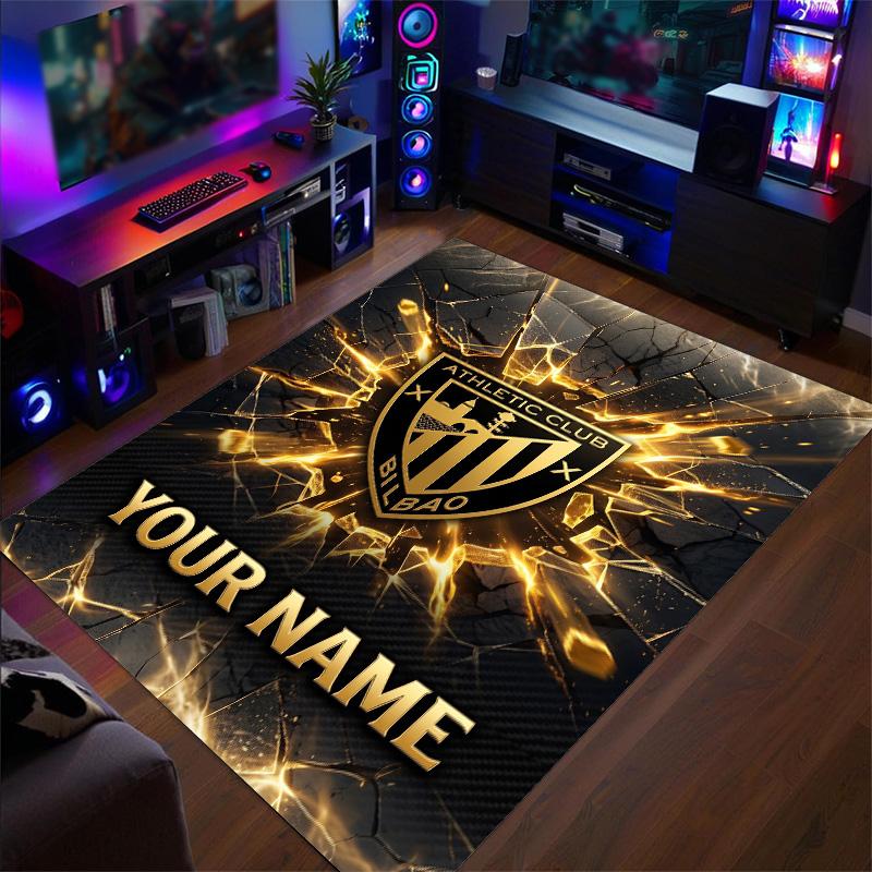 Crystal Velvet Rug Athletic Bilbao FC Print Custom Name Text Floor Mat Home Decor