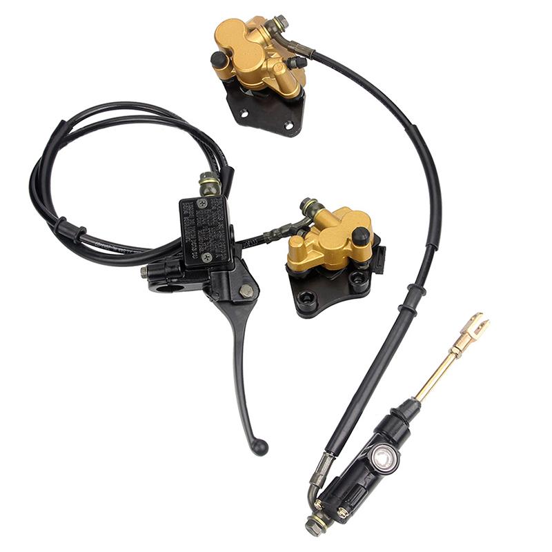 Front Rear Hydraulic Brake Master Cylinder Caliper Assembly Set for 50cc 110cc 125cc Pit Dirt Bike Motorcycle ATV Motorbike Scooter Performance Parts