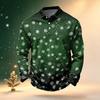 Men's Golf Shirt Long Sleeve Casual Christmas Print Quick-Dry Mesh Top