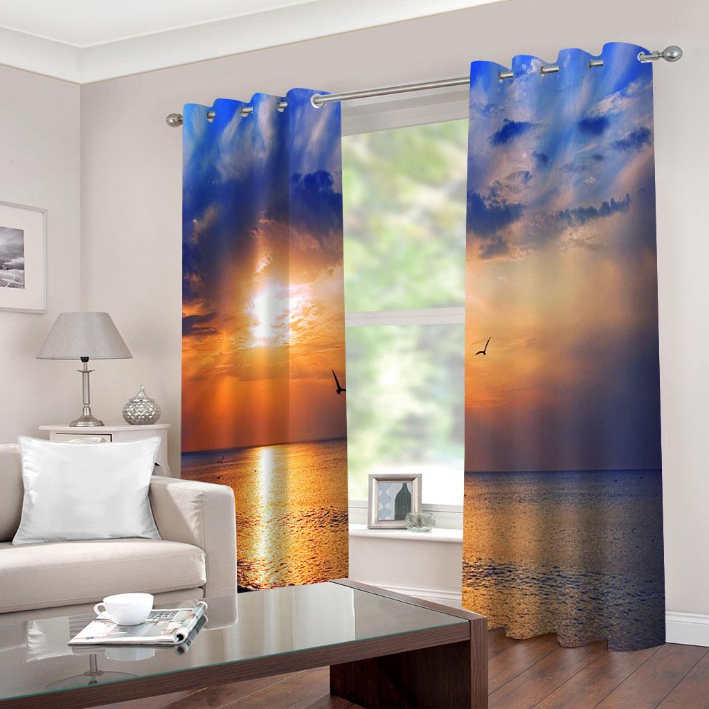 

Закат Море Парус Тема Комната Декорация Теневая Ткань Серия Пейзаж Гостиная Спальня Балкон Домашнее Украшение Шторы 100W130H(CM)40x51in&Grommet Top